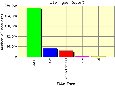 File Type Report: Number of requests by File Type.